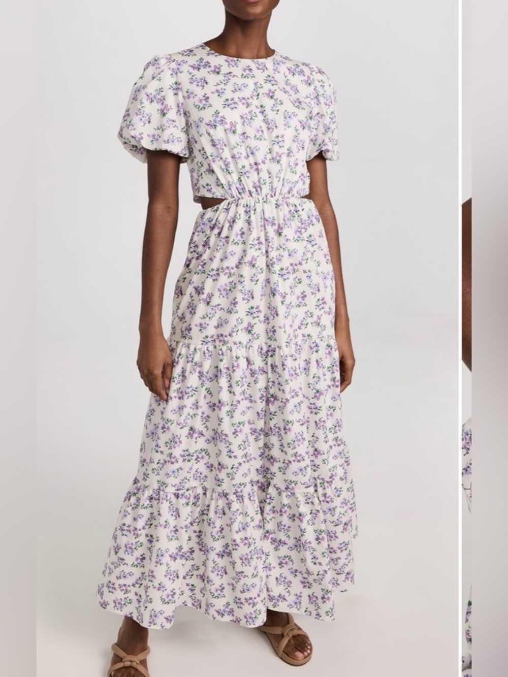 WAYF
Plaza Cutout Tier Maxi Dress NWT size Medium  floral lavender